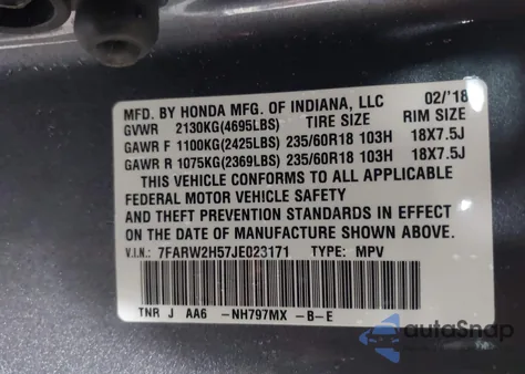 2018 Honda Cr-V Ex из США, поврежденный, VIN 7FARW2H57JE023171